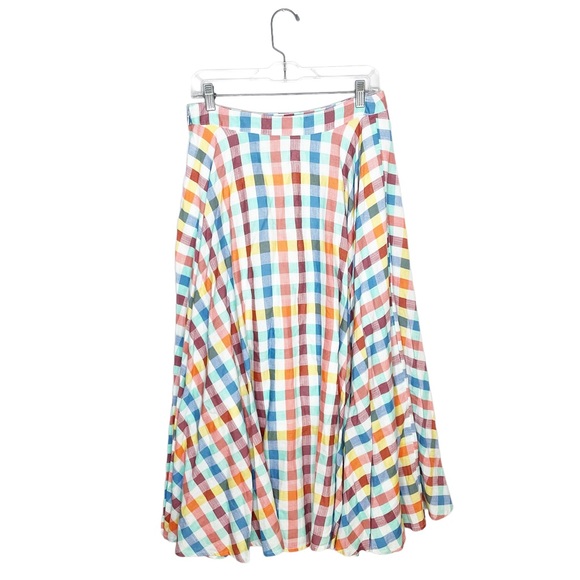 Anthropologie Multicolor Plaid Midi Skirt - Picture 3 of 7